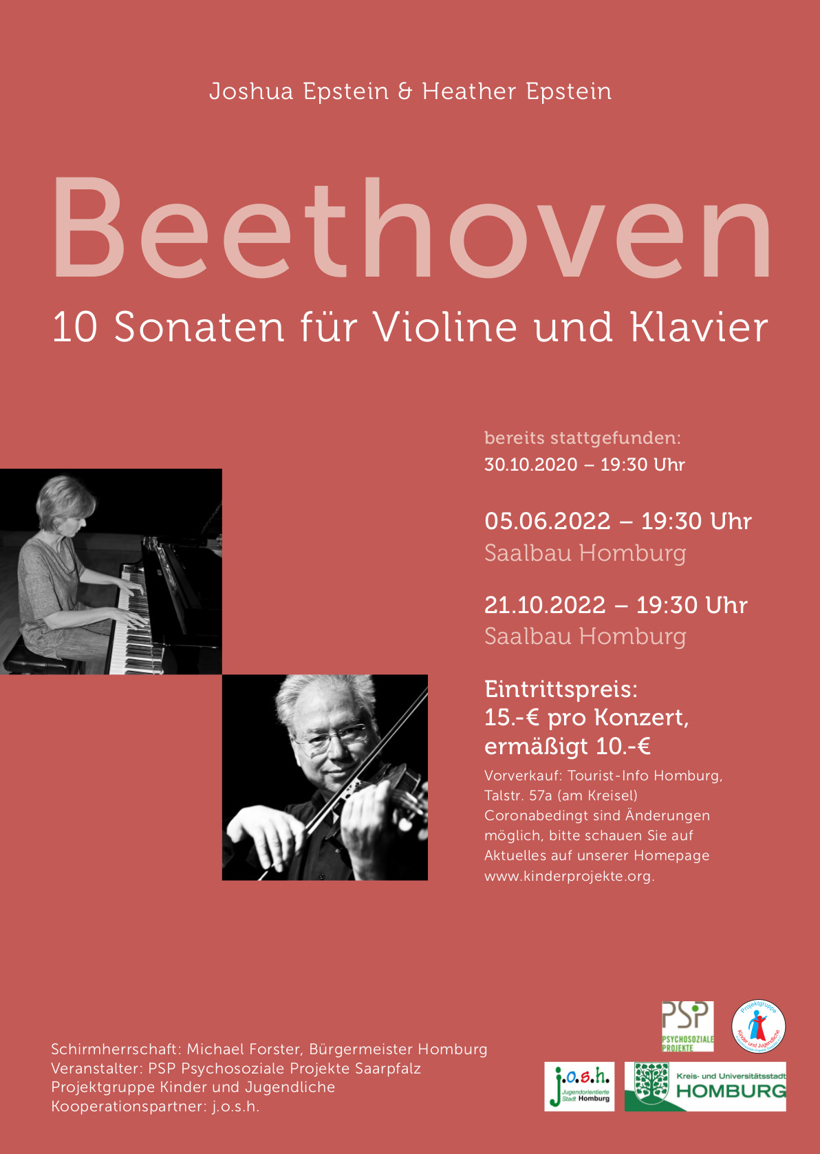 Veranstaltungsplakat Beethoven 10 Sonaten für Violine und Klavier
